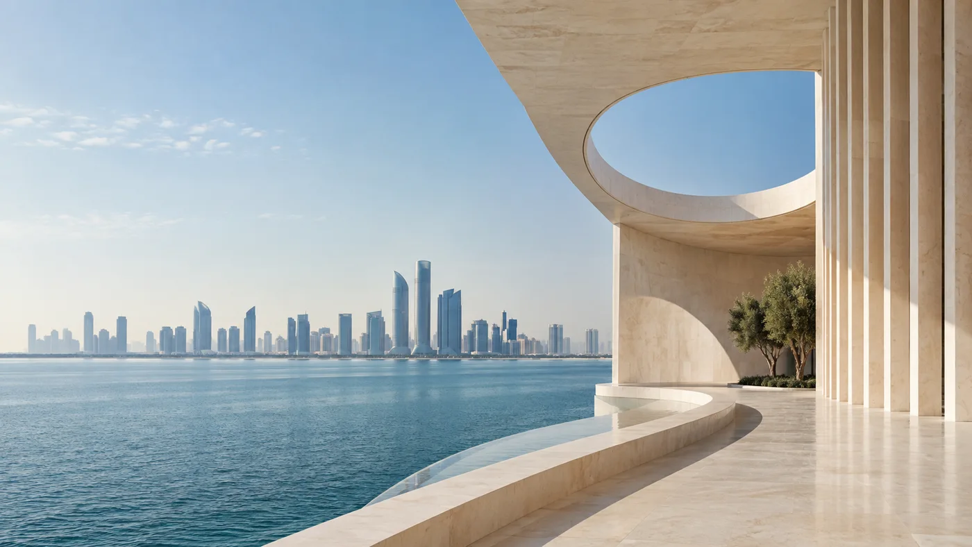 Conceptual architectural study overlooking the Gulf